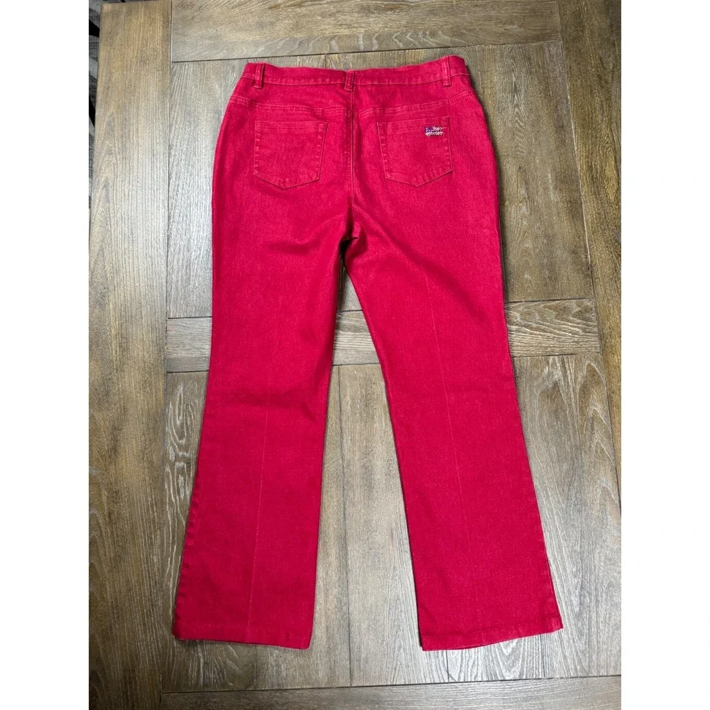 DG2 Diane Gilman Women's Size 12 Red Bootcut Jeans Stretch Denim Pants